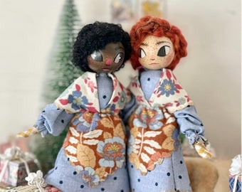 Folk Doll Ornament/ Head pattern, Dress Template, and video instruction