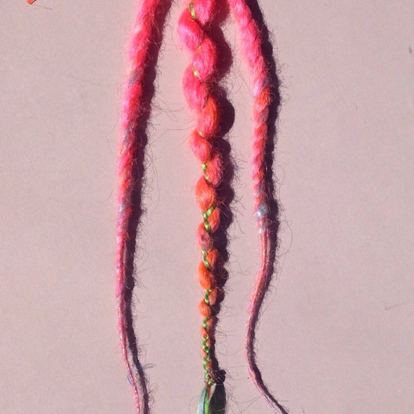 Neon Hot pink and lime accent Dreads- READY MADE