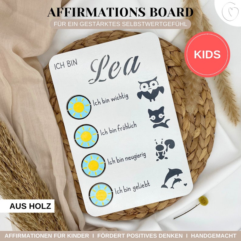 Affirmations-Board für Kinder positive Affirmationen Achtsamkeit Motivations/ Glücks/ Gefühls/ Mutmacher-Board Kinder Geschenk Bild 1