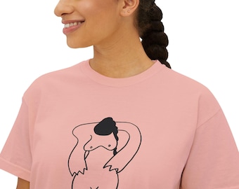 Curvy Woman Boxy Tee, Women's T-Shirt, Plus Size Graphic Top, Loose Fit Tee, Trendy Shirt for Her, Gift for Curvy Women