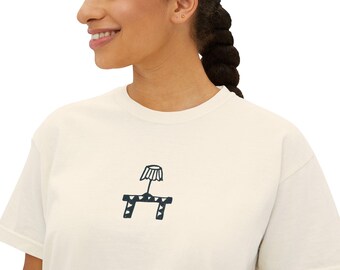 Boxy-t-shirt voor dames, grafisch T-shirt dames, relaxed fit T-shirt, thuisshirt, casual kantoorkleding