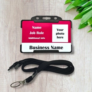 Personalised Deep Pink ID card - Logo - Work ID - Identification Badge - Staff ID - Work Badge - Custom card