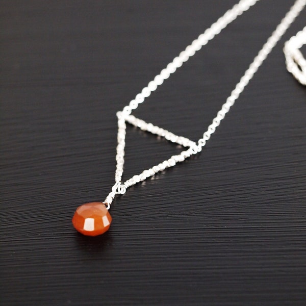 Honey Chalcedony and Silver Nugget Triangle Necklace