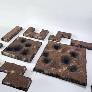 Blocos grandes de trincheira de terra de ninguém, peças de trincheira de 17,5x17,5, terreno de trincheira, terreno de jogo de guerra, cruzada de trincheira e compatível com Warhammer 40k