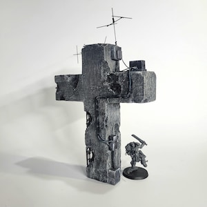 Trench warfare brutalist cross, War cross ,Trench crusade scatterConcrete communication cross, Radio tower, Trench pilgrim, scatter terrain
