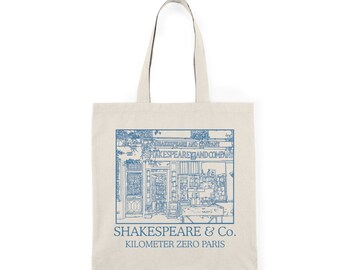 Shakespeare and Company Design (AZURE) Cotton tote bag