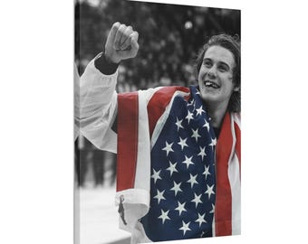 Jack Hughes Chipped Tooth USA Hockey Photo Canvas Gift Ready to Hang bar art gold medal game