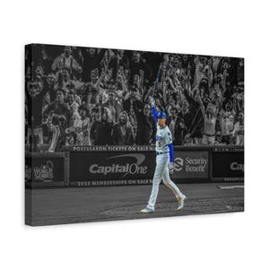 Freddie Freeman Walk Off Grand Slam Foto Tela Presente Pronto para Pendurar Bat no ar Pôster da World Series Foto da World Series