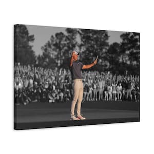Rory Mcilroy Masters canvas hands up ready to hang celebration photo gift winning shot golf wall decor bar art Rory fan gift masters picture
