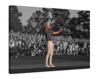 Rory Mcilroy Masters canvas hands up ready to hang celebration photo gift winning shot golf wall decor bar art Rory fan gift masters picture
