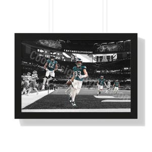 Foto enmarcada de Cooper Dejean Pick Six Superbowl lista para colgar, póster de los playoffs, regalo fotográfico, decoración de pared de los Eagles Superbowl 2025, rincón de novatos