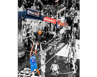 Shai Gilgeous-Alexander Game 4 Dagger Finals 2025 Canvas – Thunder Wall Art – SGA Clutch Shot Over Pacers – Basketball Fan Gift