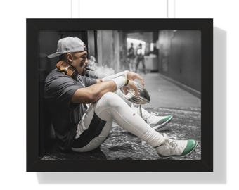 Jalen Hurts with Cigar Superbowl Picture framed Photo Ready to Hang Playoffs poster photo gift eagles superbowl wall decor 2025 MVP bar art