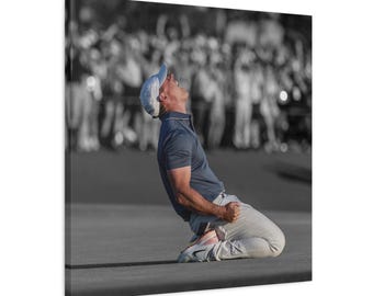 Rory Mcilroy Masters canvas ready to hang celebration photo gift winning shot golf wall decor bar art Rory fan gift masters picture