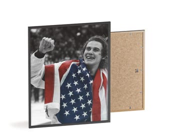 Jack Hughes Chipped Tooth USA Hockey framed Photo Ready to Hang bar art gold medal game American flag