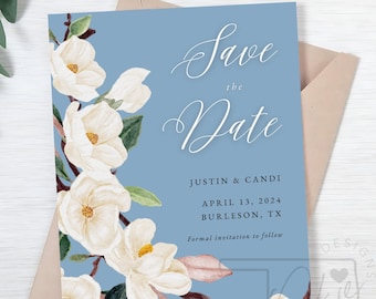 Magnolia Wedding Invitation, Save the Date