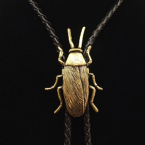 ROACH - Big Bad Beetle Bolos - Brass Insect Bolo Tie Creepy Gift Men Necklace Goth Women Bolo Halloween Gift Jewelry Cockroach Gold Fashion