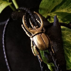ATLAS - Big Bad Beetle Bolos - Brass Insect Bolo Tie Jewelry for Men Nature Accessories for Women Bug Fashion Gift for Groomsmen Gold Tie