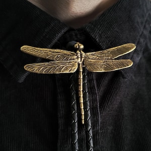 DRAGONFLY - Big Bad Beetle Bolos - Brass Insect Bolo Tie Jewelry for Men Nature Accessories for Women Bug Wings Fashion Gift for Groomsmen