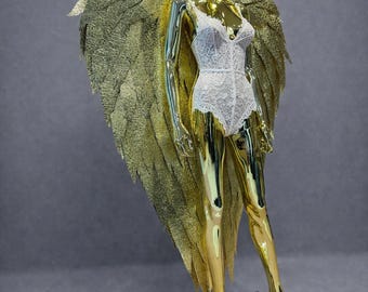 Gold Angel Wings Large Costume,  Showgirl Outfit, Photoshoot Prop, Fantasy Cosplay