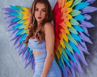 Grandes ailes d'ange de la fierté pour séances photo, cosplay et festivals