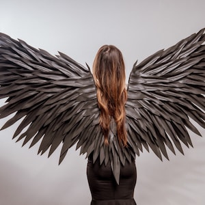 Black wings for photoshoots, dark angel wings, fallen angel wings, demon wings, wings for perfomances, cosplay costume, large black wings