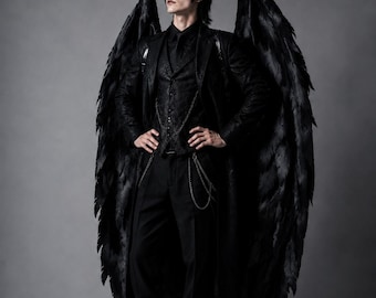 Black Angel Wings for Men Gothic Halloween Costume for Cosplay Photoshoots Stage Performances and Parties