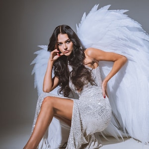 Alas de ángel blanco, alas de mariposa, alas de cosplay, alas para sesiones de fotos de maternidad, alas blancas grandes, alas para actuaciones, alas de fiesta