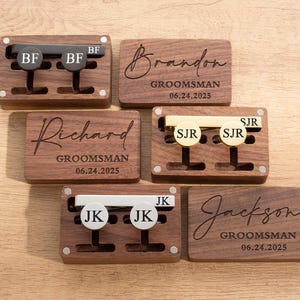 Groomsmen Cufflinks, Groomsmen Gifts, Personalized Cufflinks for Men, Best Man Gift, Groomsman Proposal, Custom Cufflinks and Tie Clip Set