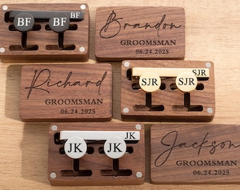 Groomsmen Cufflinks, Groomsmen Gifts, Personalized Cufflinks for Men, Best Man Gift, Groomsman Proposal, Custom Cufflinks and Tie Clip Set