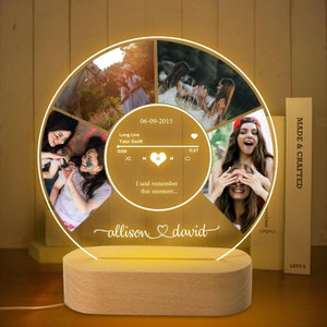 Custom song plaque with Photos, Personalized Photos Night Light Plaque, Music Plaque Album Cover, Romantic Gifts, Music plaque, Couples Gift