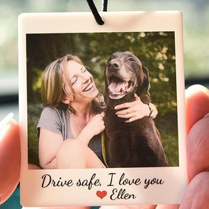 Personalized Photo Car Ornament, Hanging Car Polaroid Any Image,  Drive Safe Ornament, Driving Test Pass Gift, Idea First Car Charm Gift