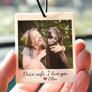 Personalized Photo Car Ornament, Hanging Car Polaroid Any Image,  Drive Safe Ornament, Driving Test Pass Gift, Idea First Car Charm Gift