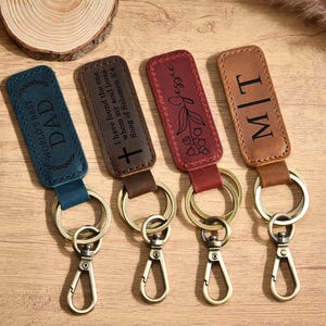 Personalized Leather Keychain Keyring Key Fob,Engraved Keychain for Men and Women, Customized Keychain, Anniversary Gift, Dad Christmas Gift