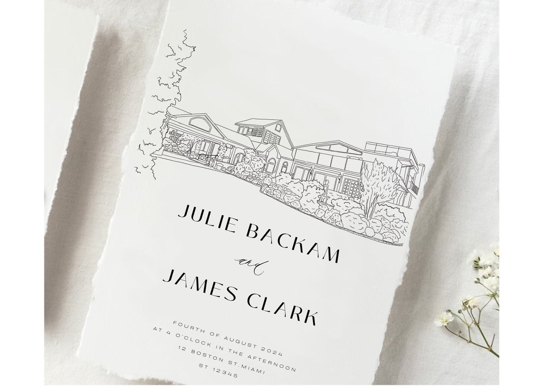 Custom Venue Illustration for Wedding Invitation Custom Venue Sketch ...