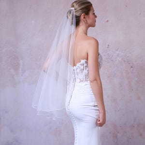 Susana - Barely there veil with pencil edge, bridal veil, tulle veil, wedding veil, pencil edge veil, V24022