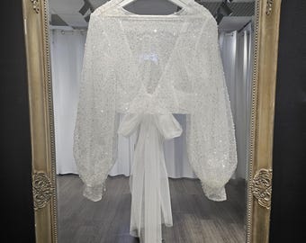 Beaded Sequins Tulle Bridal Top – Light Ivory Wedding Separates