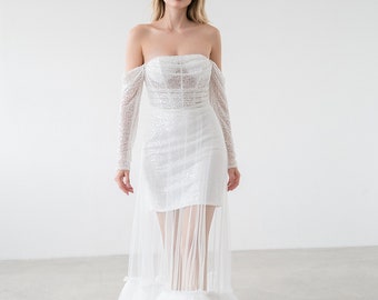 Julia - Removable ruffle overskirt, Wedding dress overskirt, Tulle overskirt, Detachable tulle overskirt, RO24004