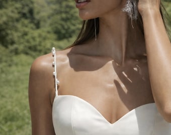 Thin Straps with pearl, wedding dress straps, bridal straps - Susie