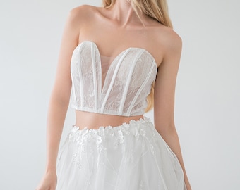 Cecelia -Bridal corset, Bridal top, Bridal separates, Strapless bridal top, Sweetheart bridal corset, T24001