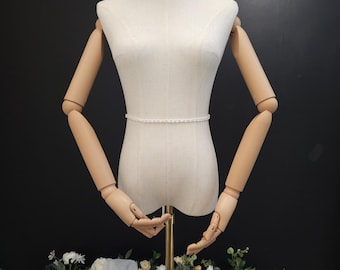 Brielle - Cinturón de novia fino de perlas, 0,9 cm de ancho