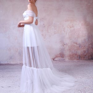 Marlie - Open front ruffle train, 2 tier tulle train, Bridal train, Detachable ruffle train, Bridal wedding overlay, RT24011