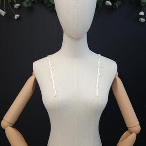 Thin Wedding Dress Straps with lace, Light Ivory leaflike lace