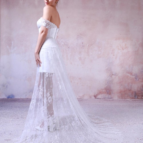 chinese dress ladies ROSALEEN / Strapless Wedding Dress with Long Removable Sleeves
