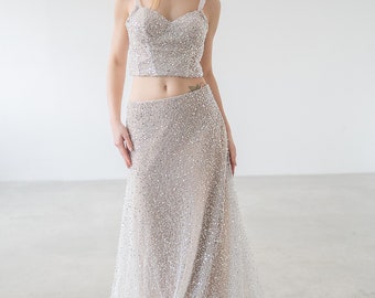 Beaded Sequin Bridal Top - Sparkle Wedding Separates - Bridal Top