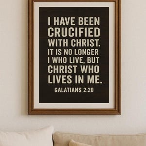 Masculine Bible Verse Wall Art | Galations 2:20 | Christian Printable | Scripture Wall Decor | Digital Download | Rustic Men&#39;s Room Art