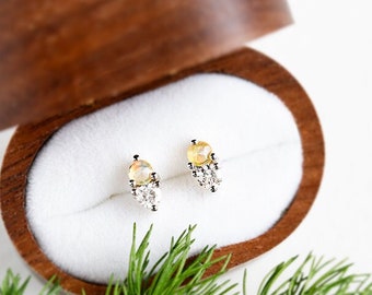 faceted Ethiopian opal and Moissanite studs, handmade & eco friendly - sterling silver