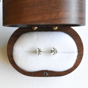 princess cut aquamarine stud earrings, handmade & eco friendly 14k yellow, rose and white gold image 7