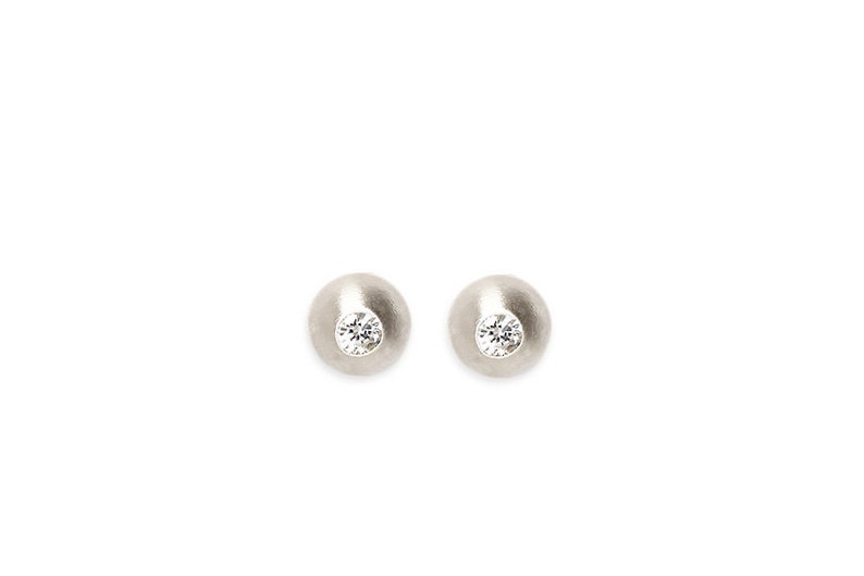 14k yellow rose and white gold petite diamond graine stud earrings minimalist earrings