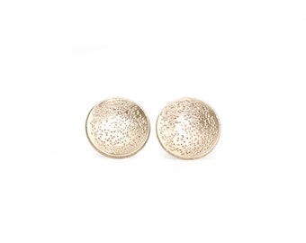 stardust disk stud earrings, circle studs, handmade and eco friendly - 14k yellow, rose and white gold